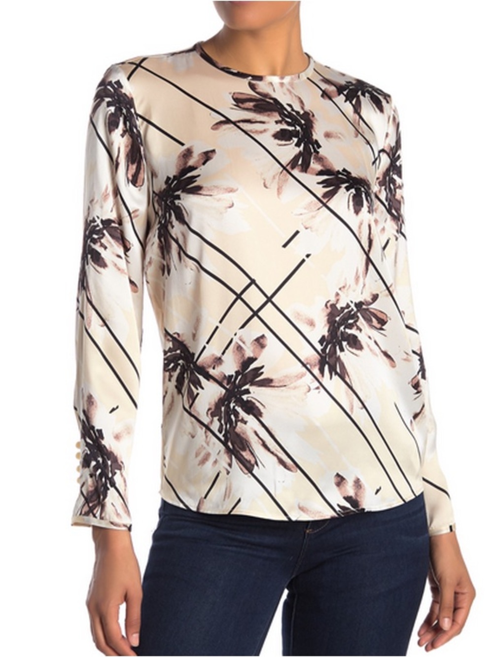 Equipment. Alisanne Printed Silk Blouse. Almond. Size XS.